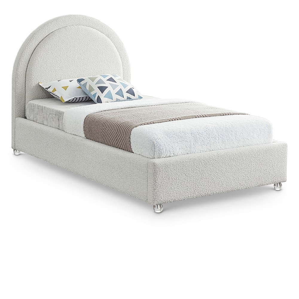 Milo Cream Fabric Twin Bed. Picture 1
