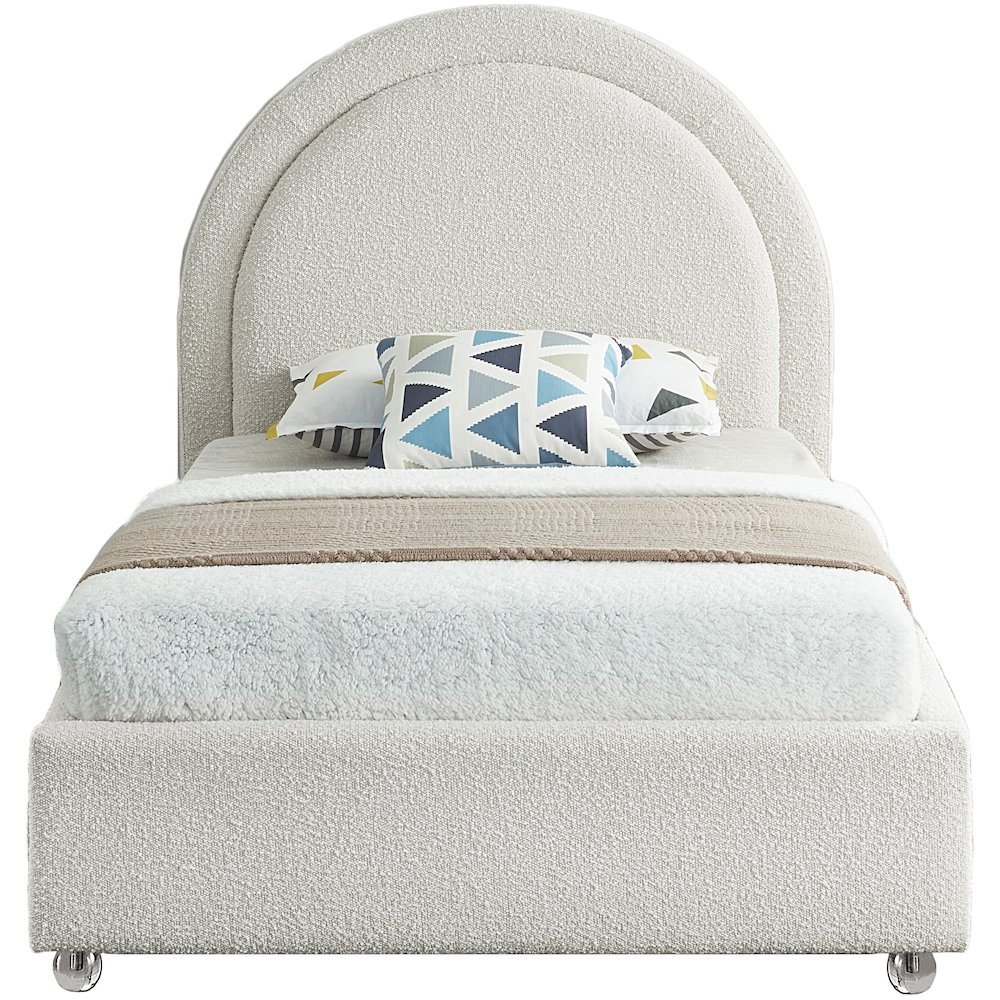 Milo Cream Fabric Twin Bed. Picture 2