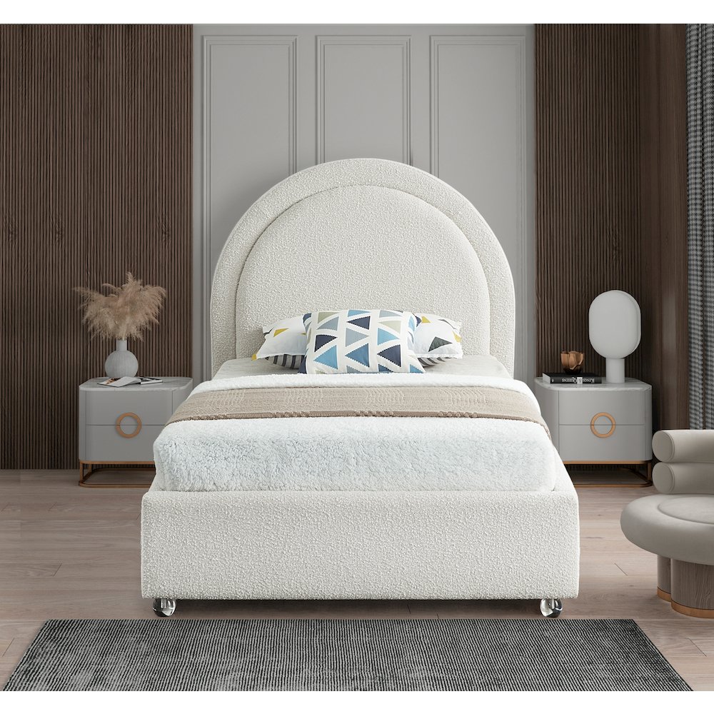 Milo Cream Fabric Twin Bed. Picture 3