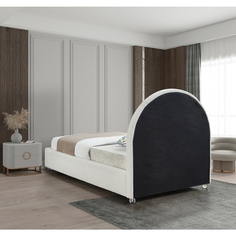 Milo Cream Fabric Twin Bed. Picture 5