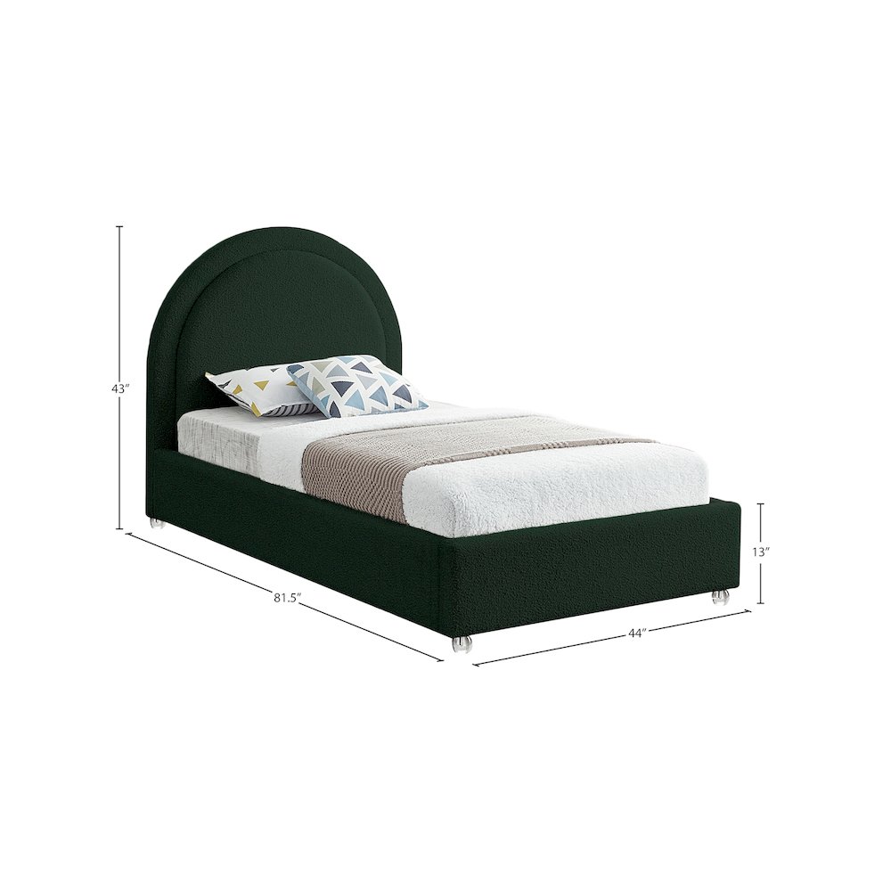 Milo Green Fabric Twin Bed. Picture 6