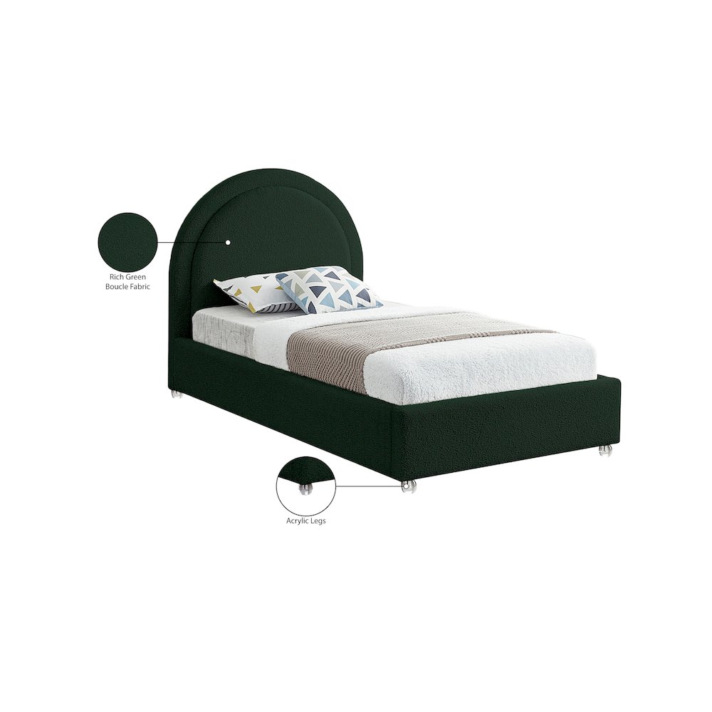 Milo Green Fabric Twin Bed. Picture 7