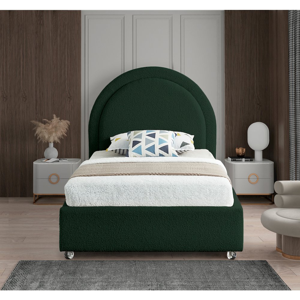 Milo Green Fabric Twin Bed. Picture 3
