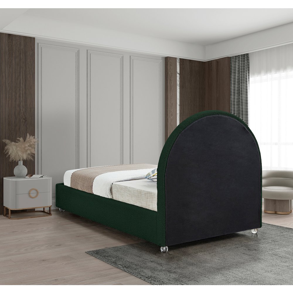 Milo Green Fabric Twin Bed. Picture 5