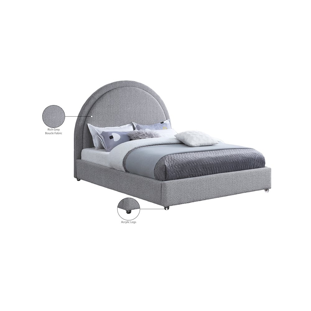 Milo Grey Fabric Queen Bed. Picture 7