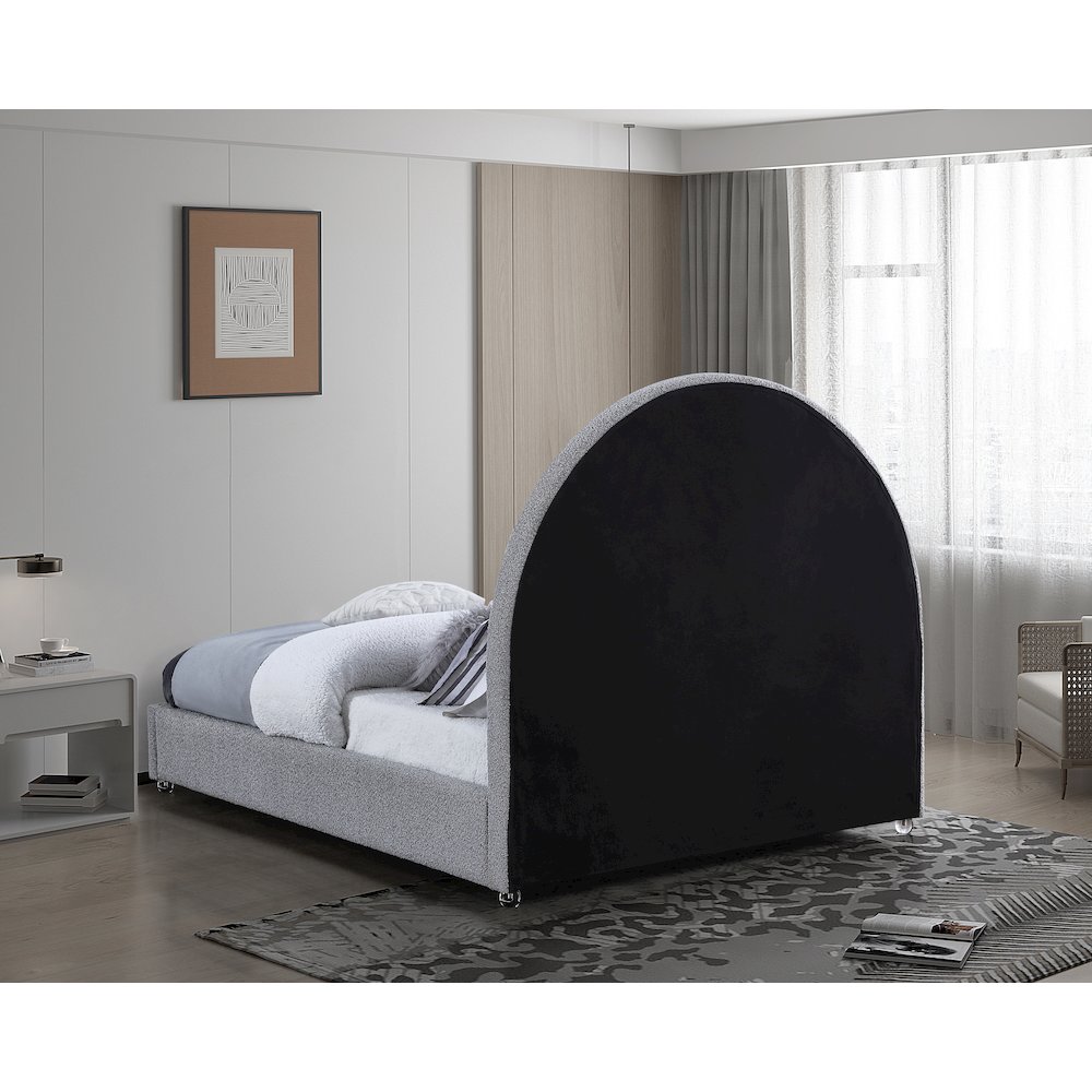 Milo Grey Fabric Queen Bed. Picture 5