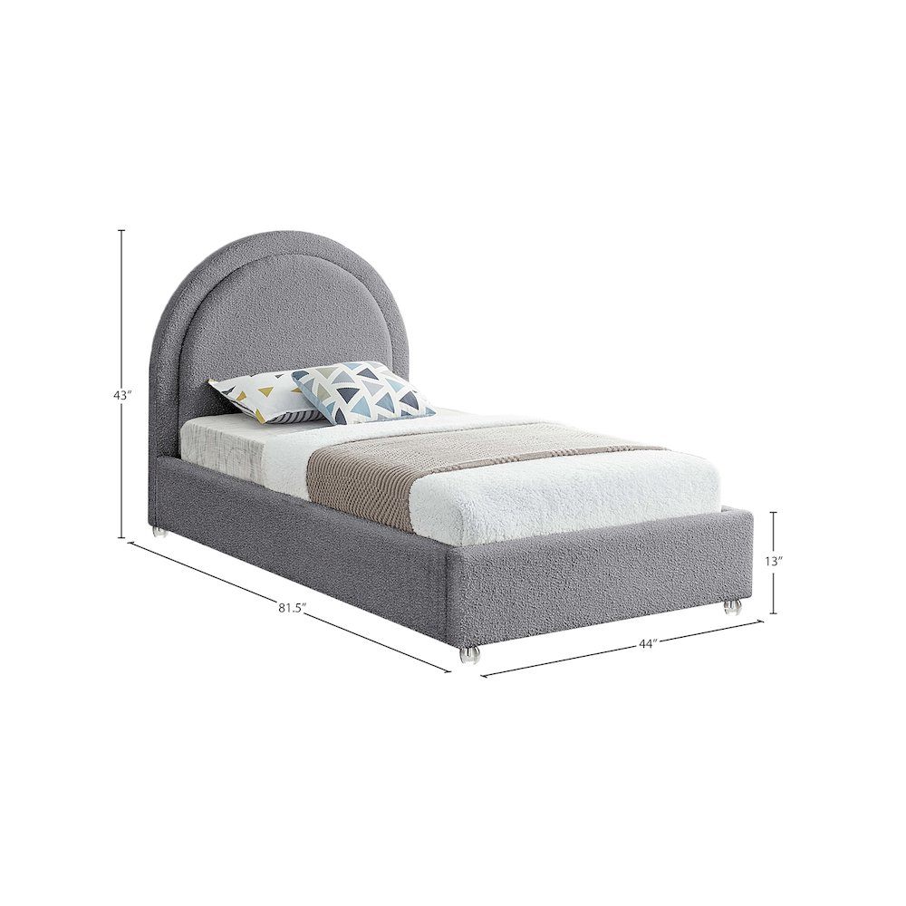 Milo Grey Fabric Twin Bed. Picture 6