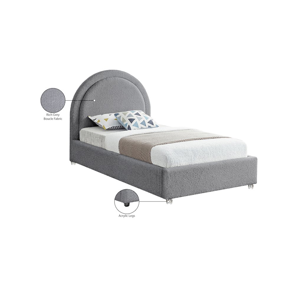 Milo Grey Fabric Twin Bed. Picture 7
