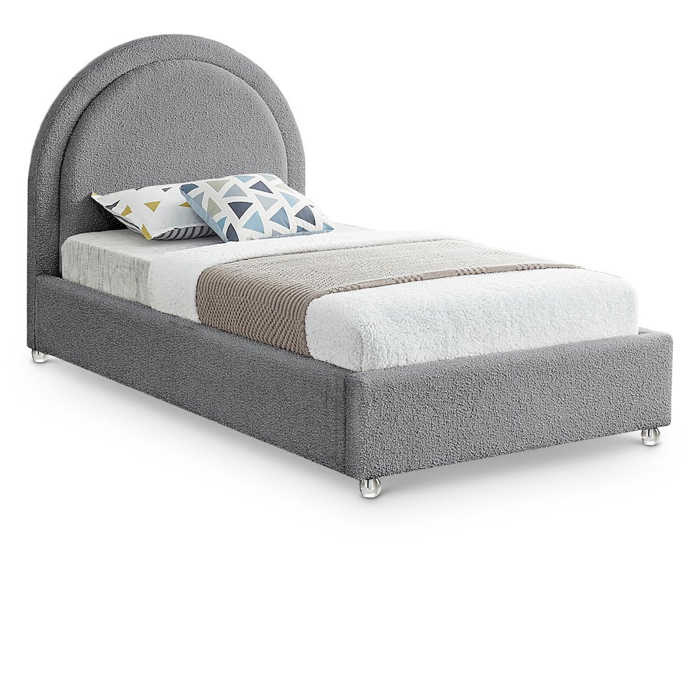 Milo Grey Fabric Twin Bed. Picture 1