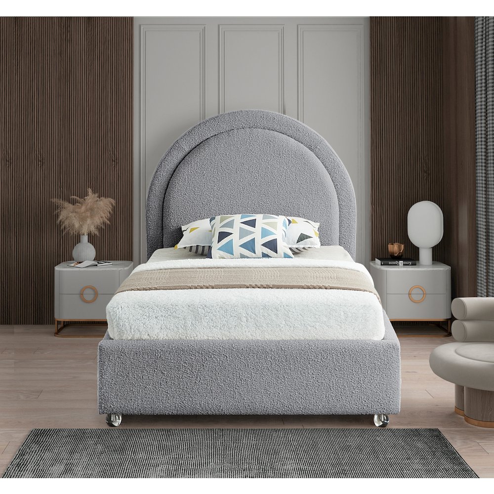 Milo Grey Fabric Twin Bed. Picture 3