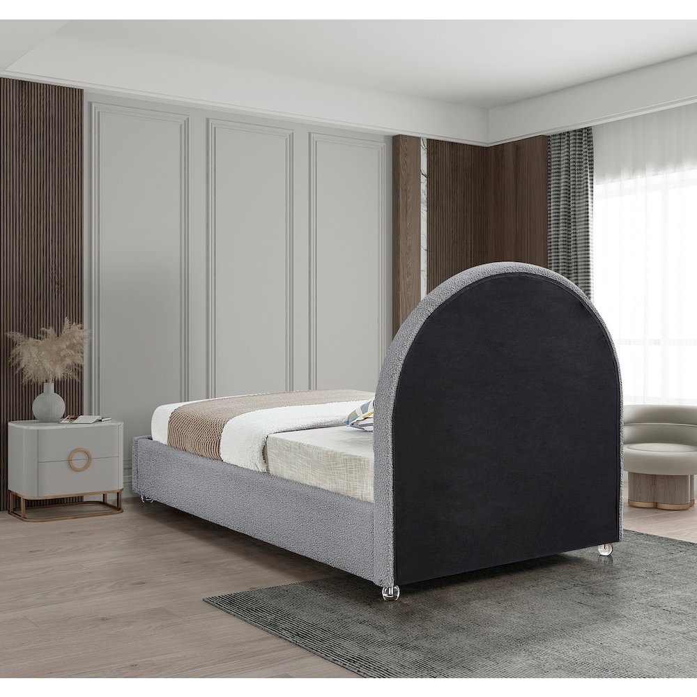 Milo Grey Fabric Twin Bed. Picture 5