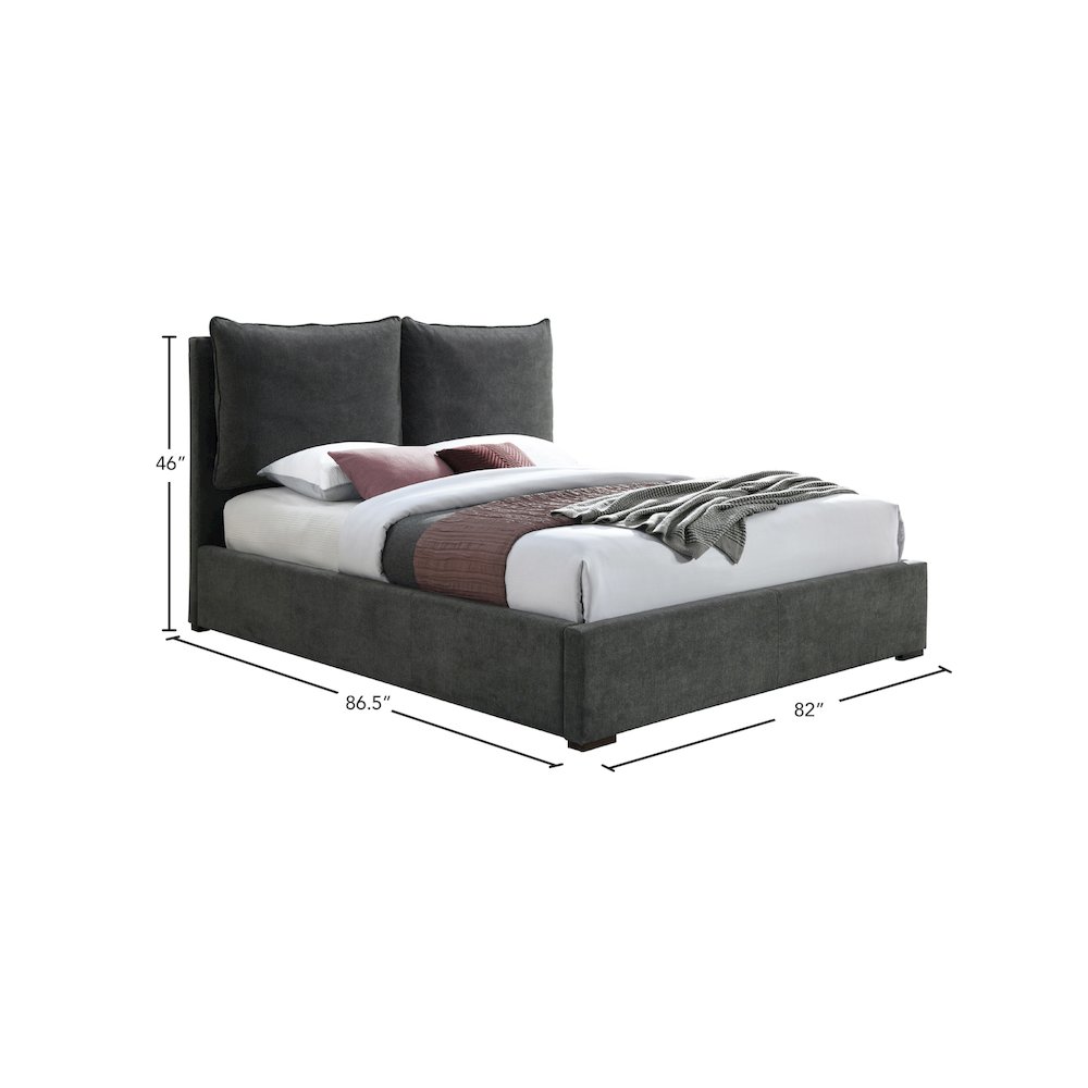 Misha Pepper Black Polyester Fabric King Bed. Picture 9
