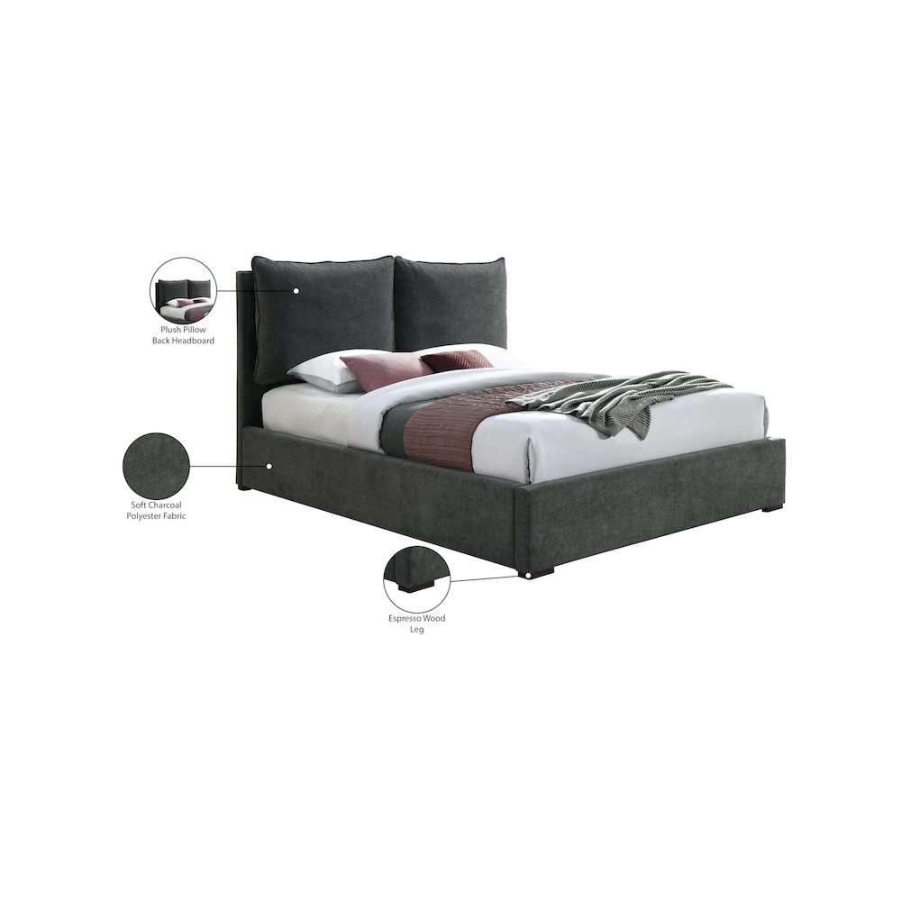Misha Pepper Black Polyester Fabric King Bed. Picture 10