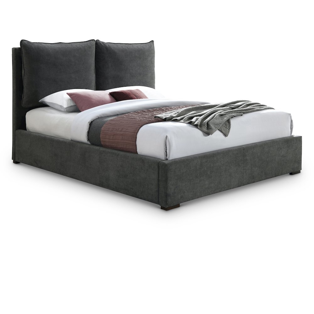 Misha Pepper Black Polyester Fabric King Bed. Picture 1
