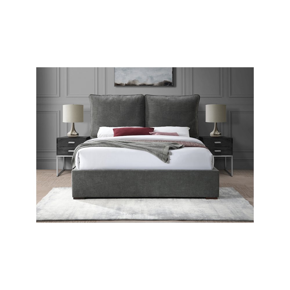 Misha Pepper Black Polyester Fabric King Bed. Picture 3