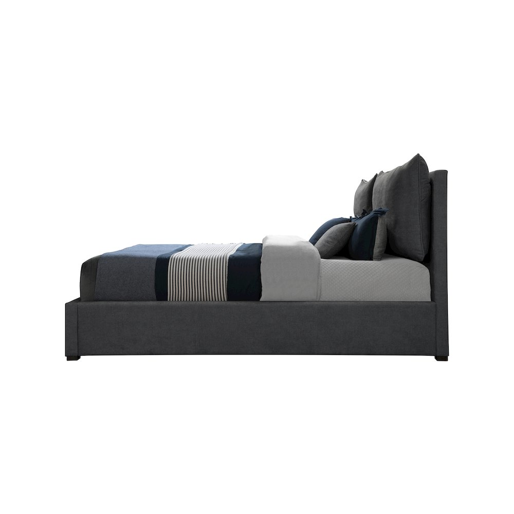 Misha Pepper Black Polyester Fabric King Bed. Picture 4