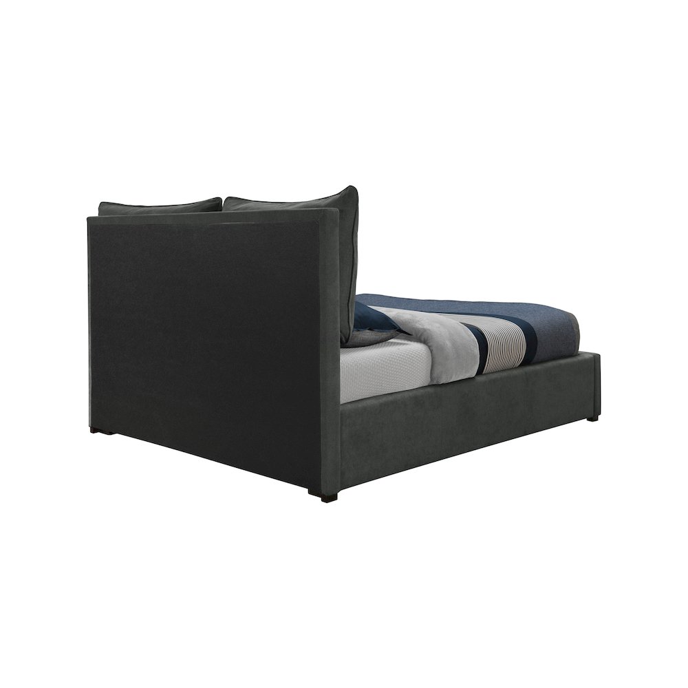 Misha Pepper Black Polyester Fabric King Bed. Picture 5