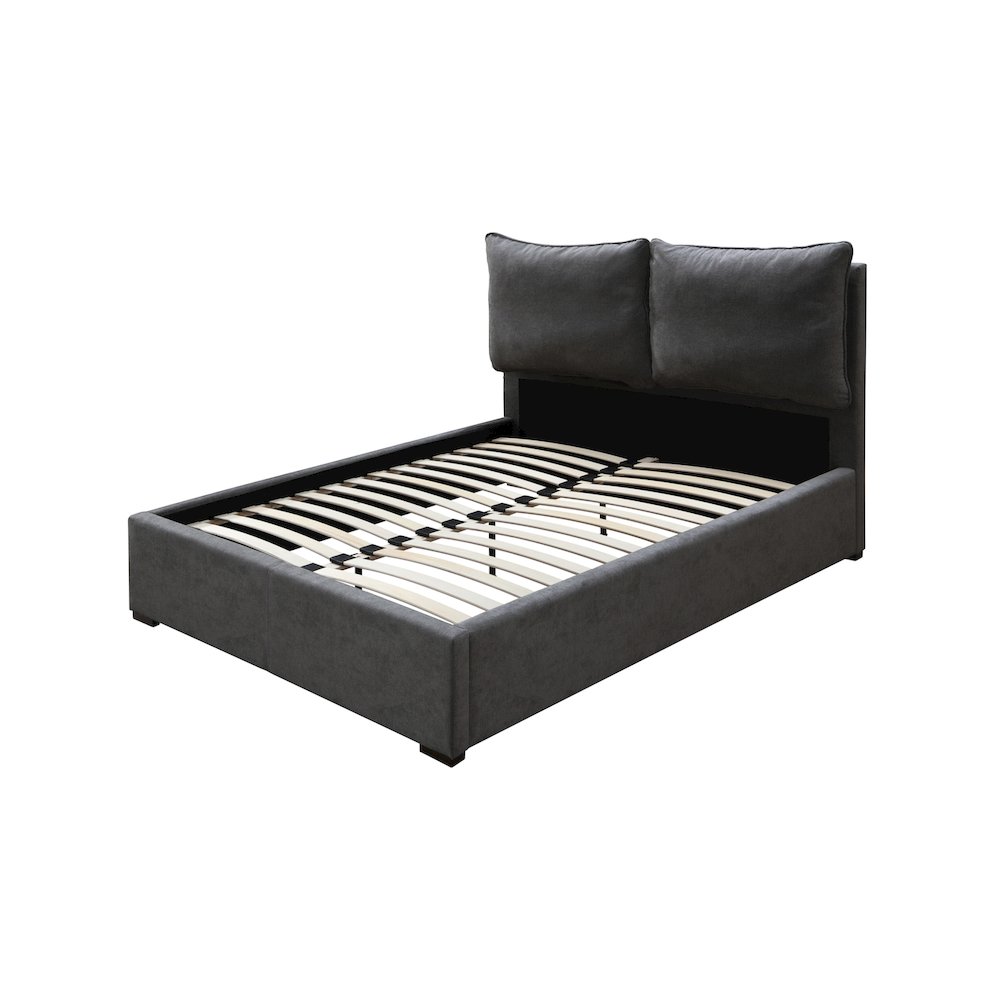Misha Pepper Black Polyester Fabric King Bed. Picture 8