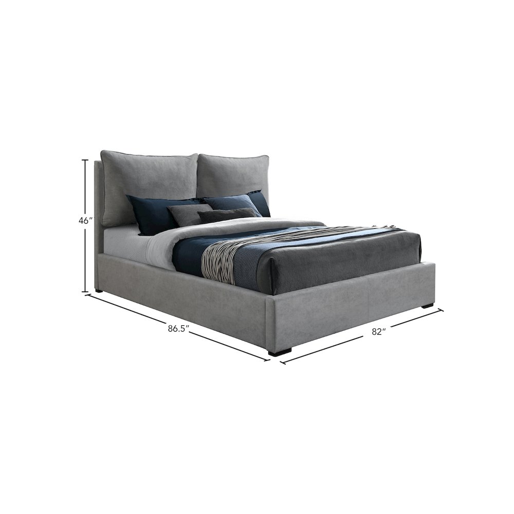 Misha Light Grey Polyester Fabric King Bed. Picture 9