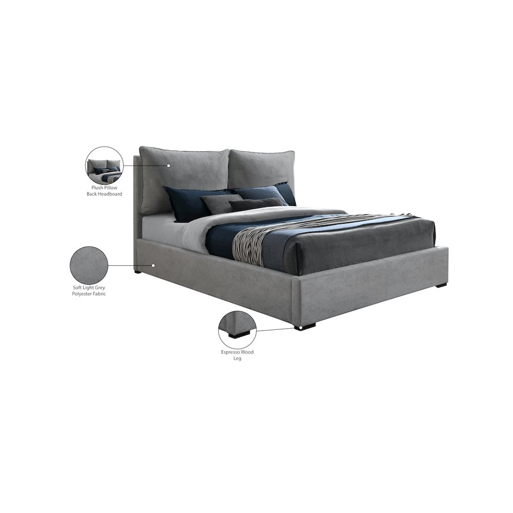 Misha Light Grey Polyester Fabric King Bed. Picture 10