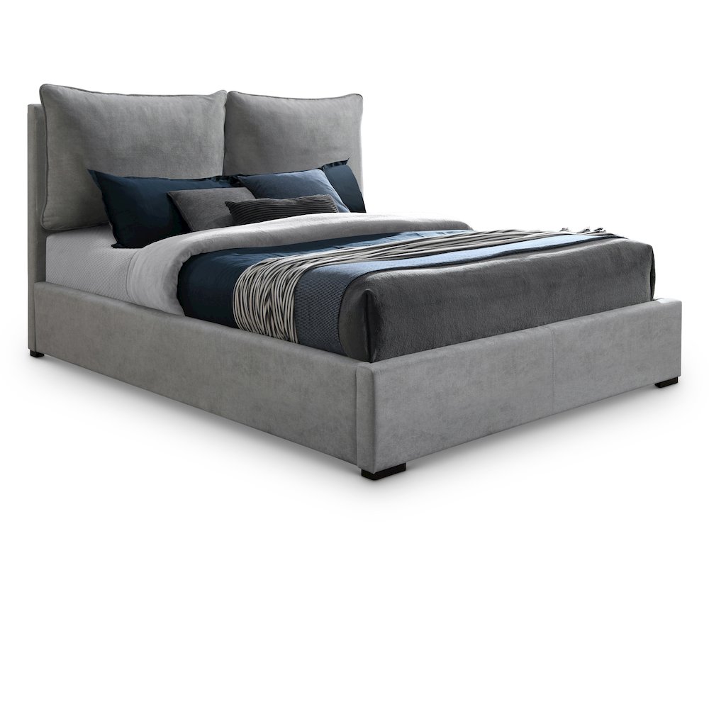 Misha Light Grey Polyester Fabric King Bed. Picture 1
