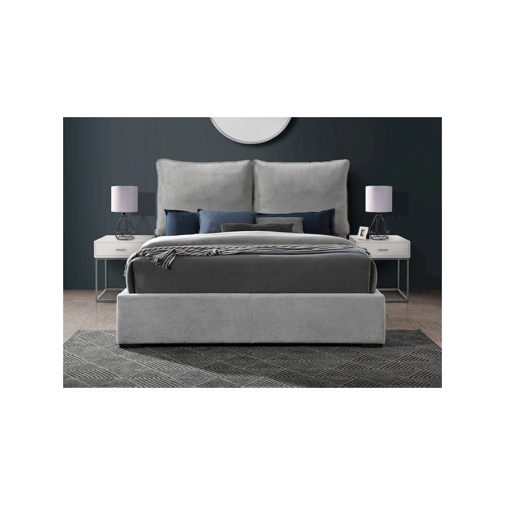 Misha Light Grey Polyester Fabric King Bed. Picture 3