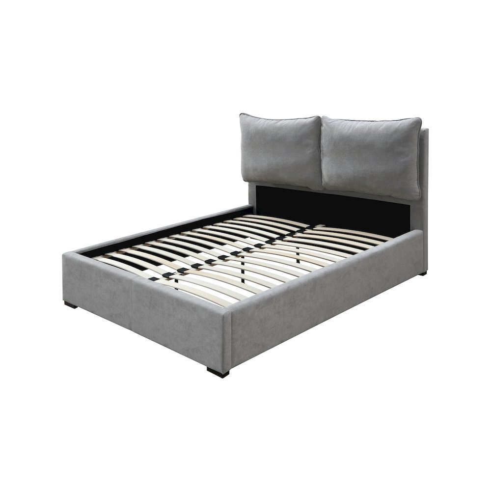 Misha Light Grey Polyester Fabric King Bed. Picture 8