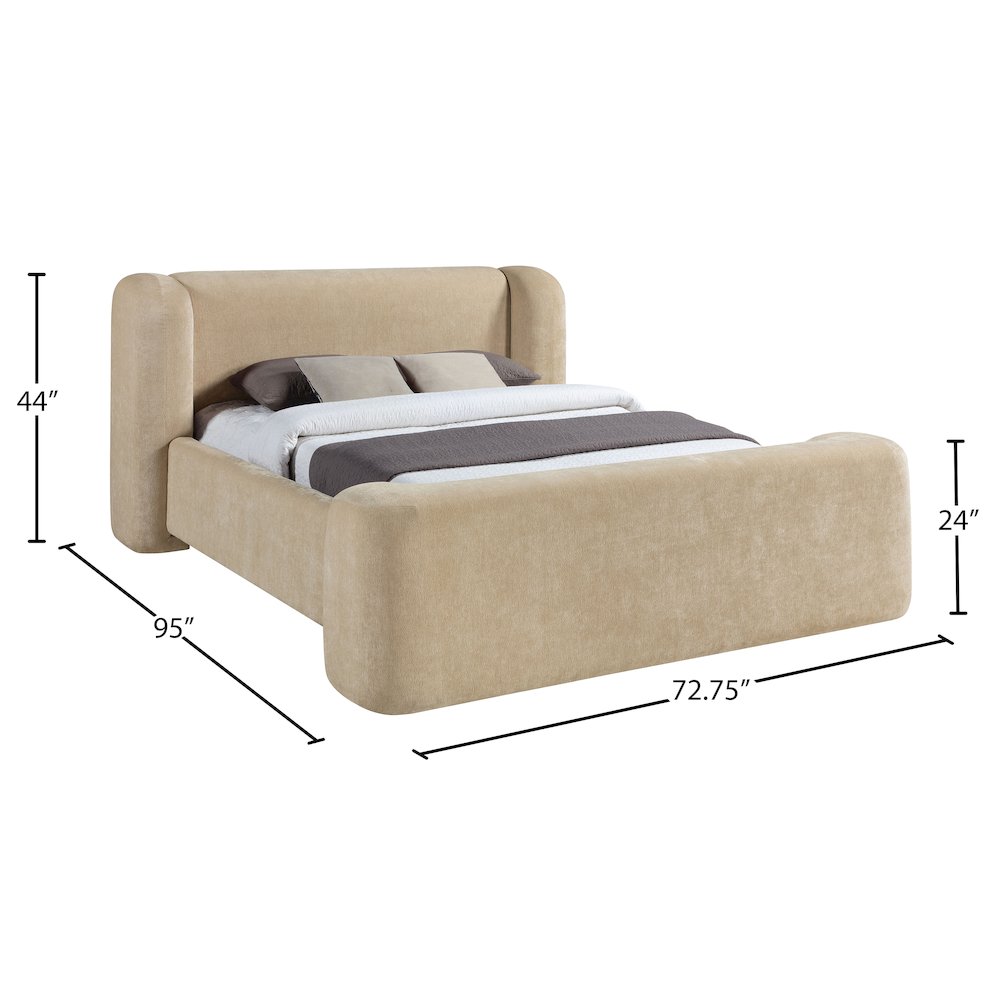 Modena Beige Chenille Fabric Upholstered Full Bed. Picture 9
