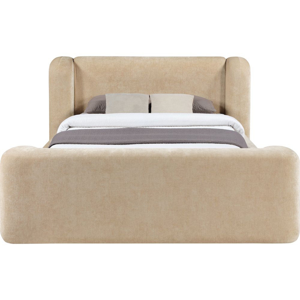 Modena Beige Chenille Fabric Upholstered Queen Bed. Picture 2