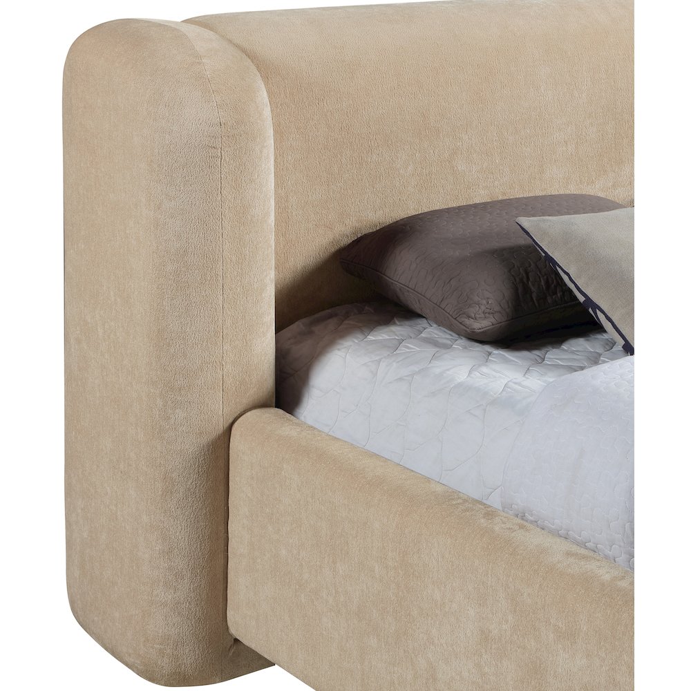 Modena Beige Chenille Fabric Upholstered Queen Bed. Picture 5