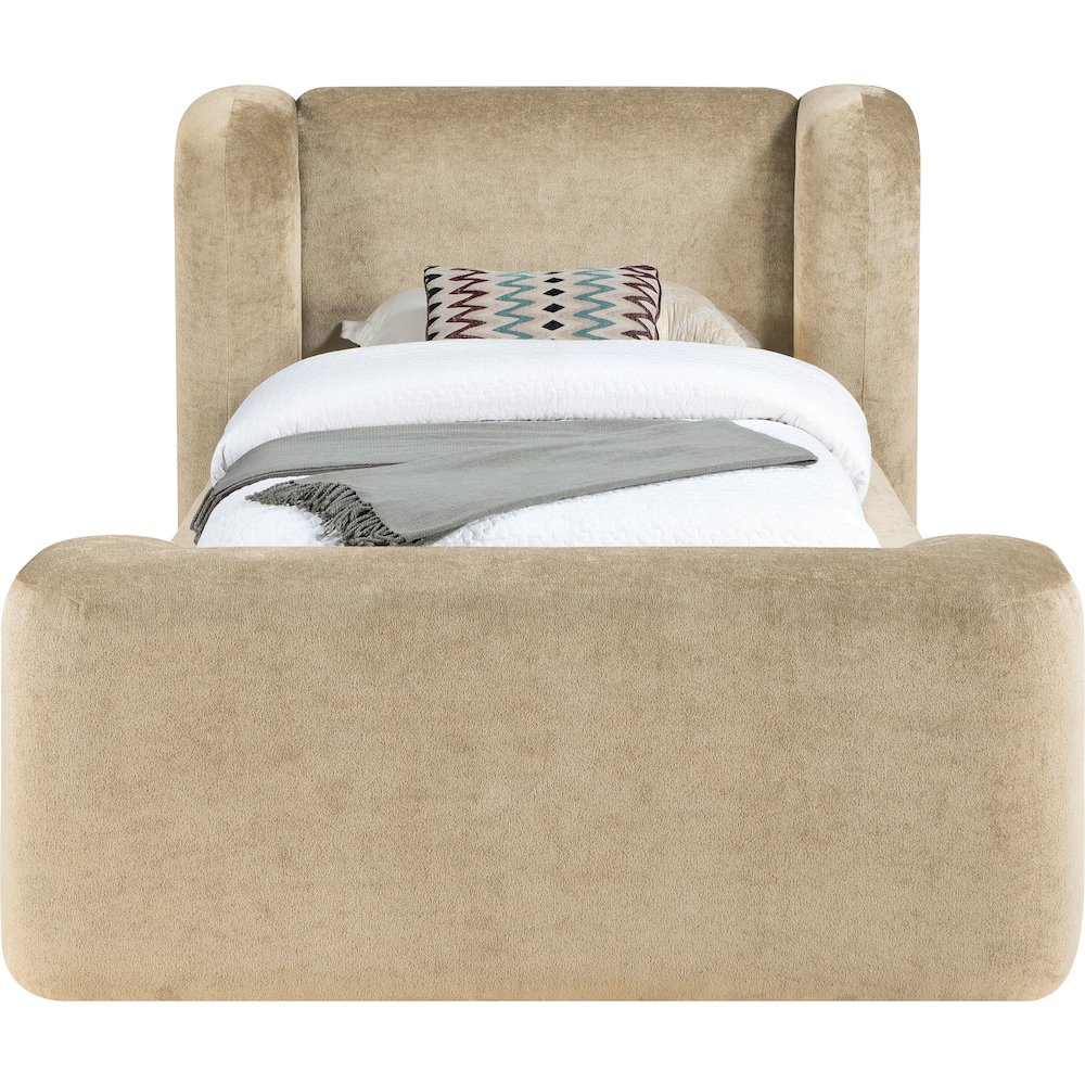 Modena Beige Chenille Fabric Upholstered Twin Bed. Picture 2
