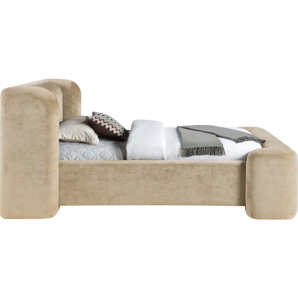 Modena Beige Chenille Fabric Upholstered Twin Bed. Picture 8