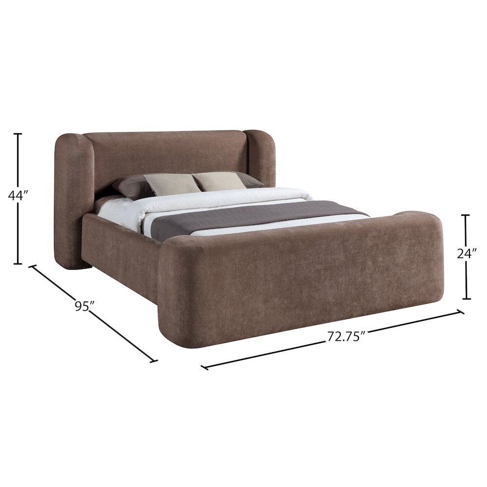 Modena Brown Chenille Fabric Upholstered Full Bed. Picture 9