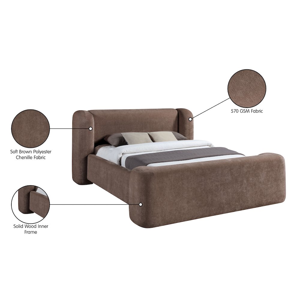 Modena Brown Chenille Fabric Upholstered Full Bed. Picture 10