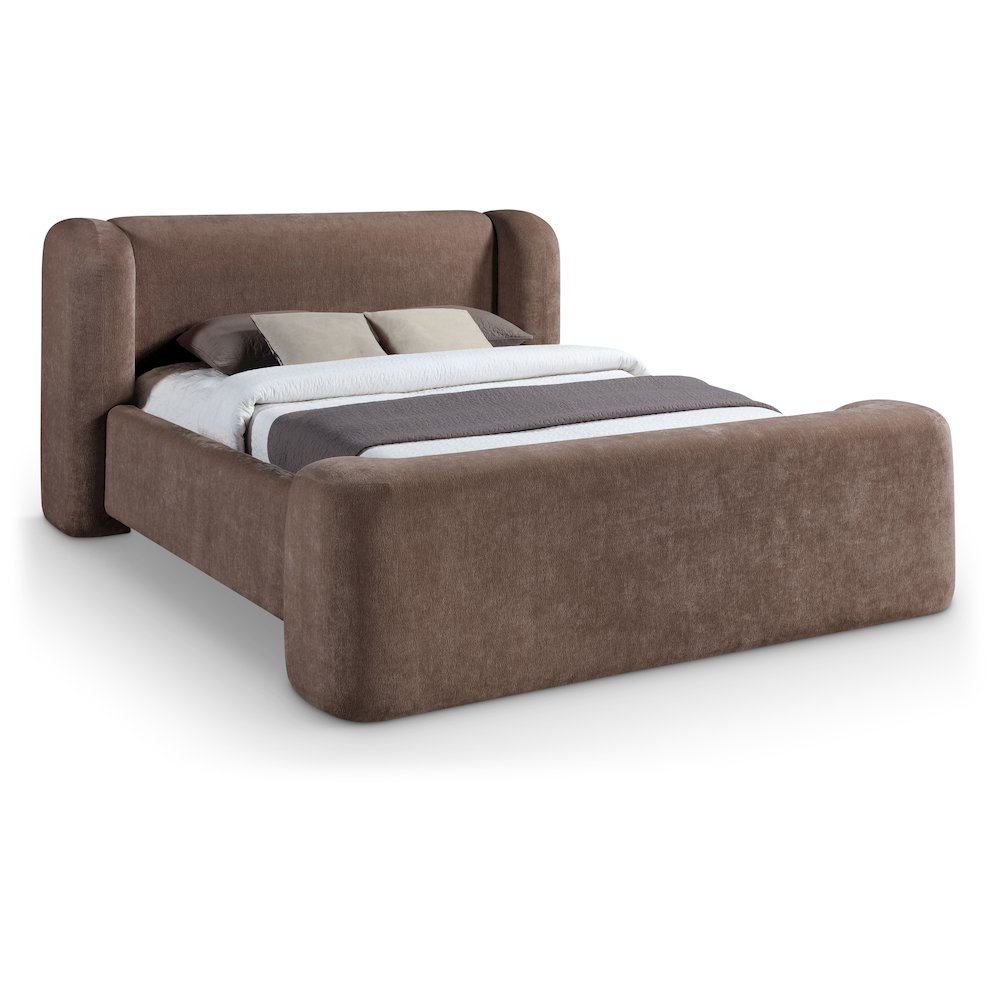 Modena Brown Chenille Fabric Upholstered Full Bed. Picture 1