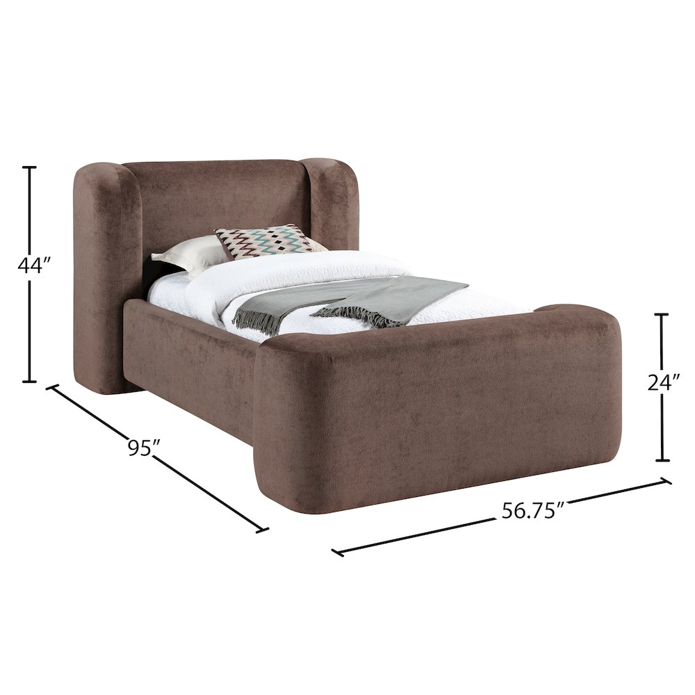 Modena Brown Chenille Fabric Upholstered Twin Bed. Picture 9