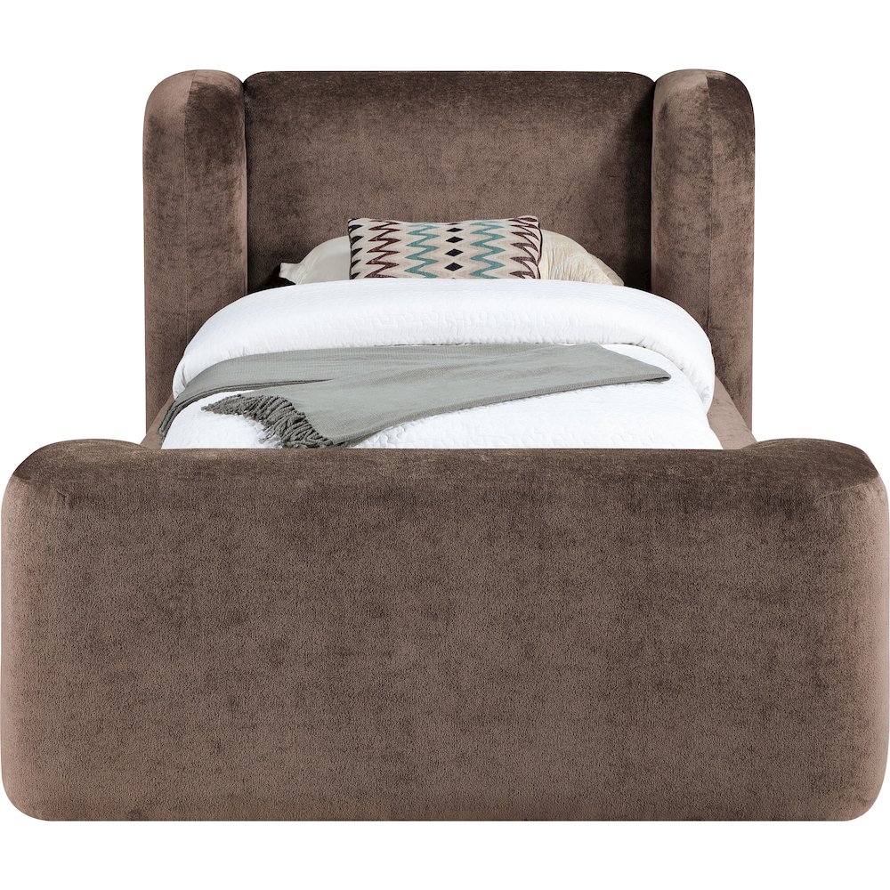Modena Brown Chenille Fabric Upholstered Twin Bed. Picture 2
