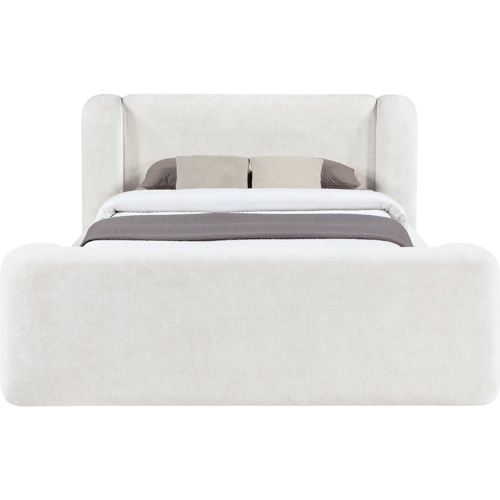 Modena Cream Chenille Fabric Upholstered King Bed. Picture 2