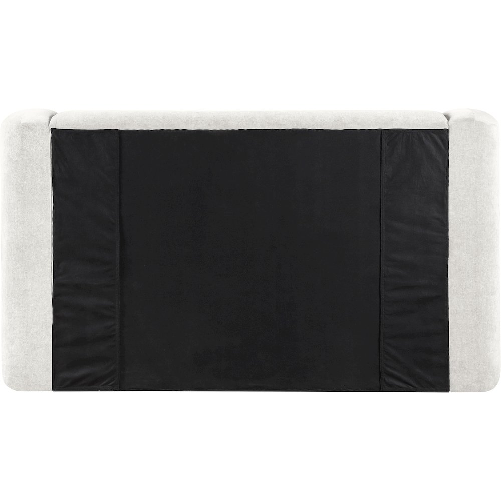 Modena Cream Chenille Fabric Upholstered King Bed. Picture 3