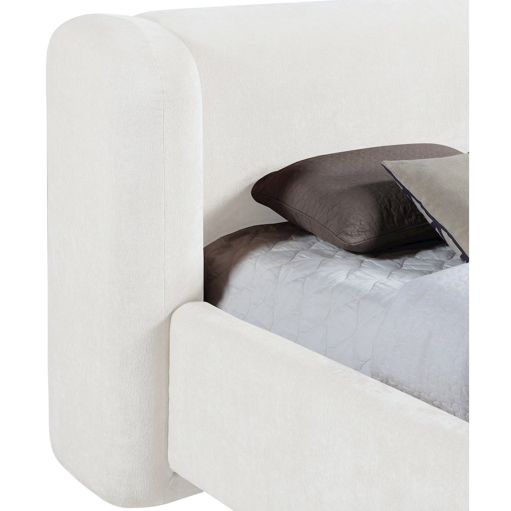 Modena Cream Chenille Fabric Upholstered King Bed. Picture 5