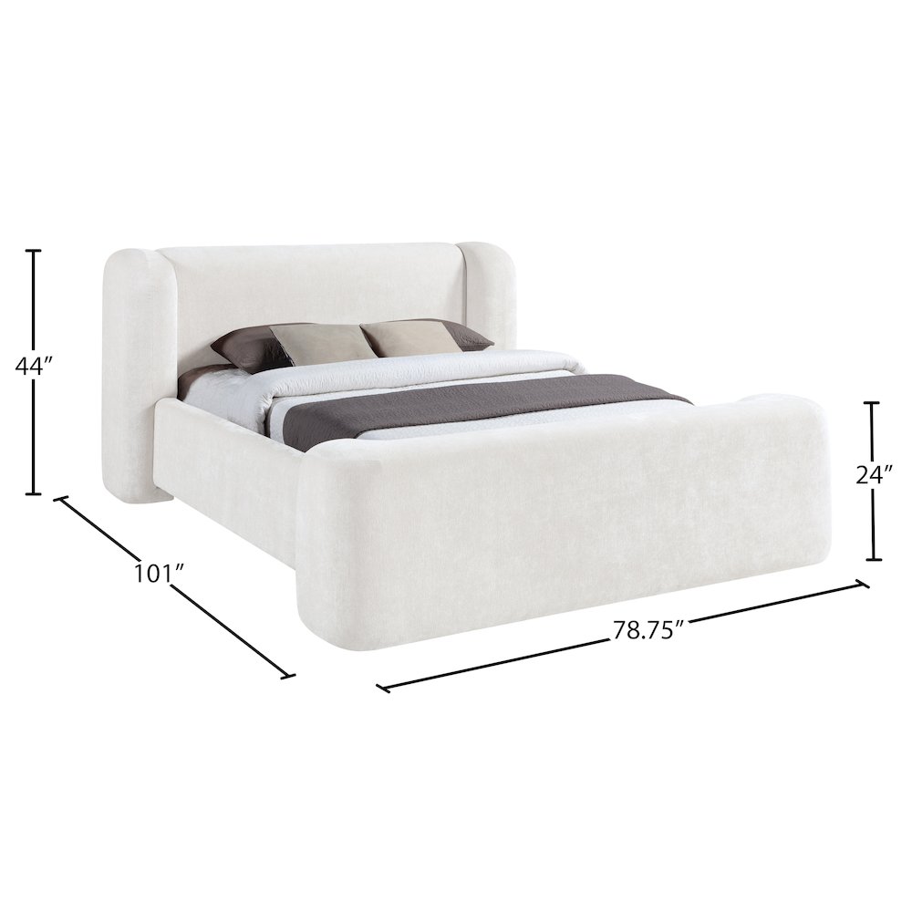 Modena Cream Chenille Fabric Upholstered Queen Bed. Picture 9