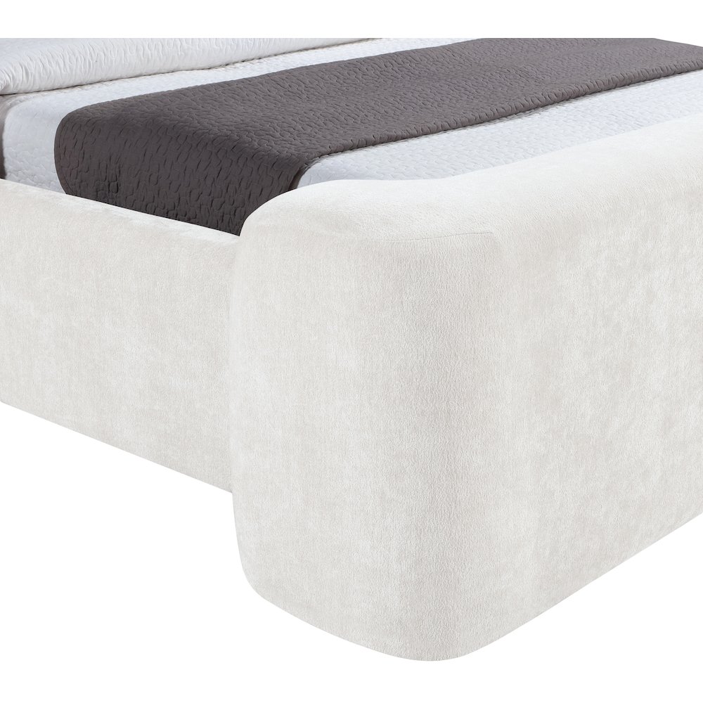 Modena Cream Chenille Fabric Upholstered Queen Bed. Picture 4