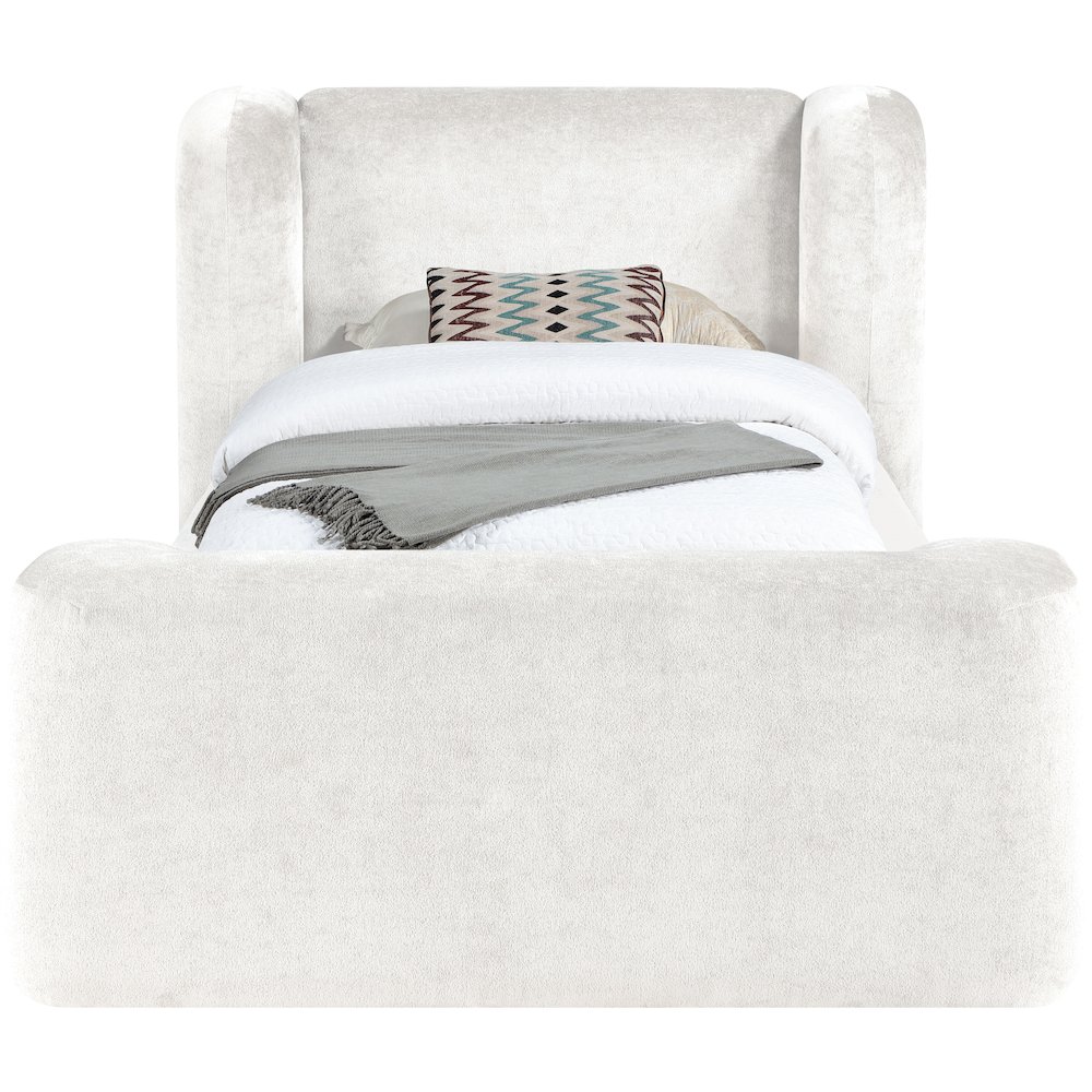 Modena Cream Chenille Fabric Upholstered Twin Bed. Picture 2