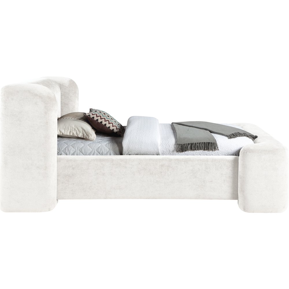 Modena Cream Chenille Fabric Upholstered Twin Bed. Picture 8