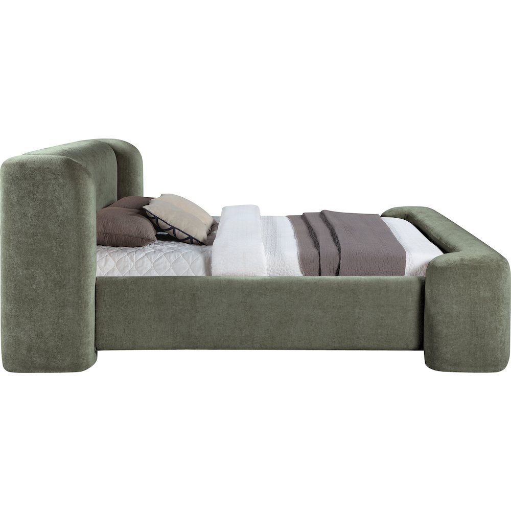 Modena Green Chenille Fabric Upholstered Full Bed. Picture 8