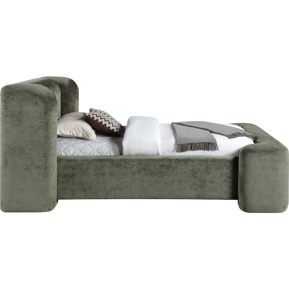 Modena Green Chenille Fabric Upholstered Twin Bed. Picture 8