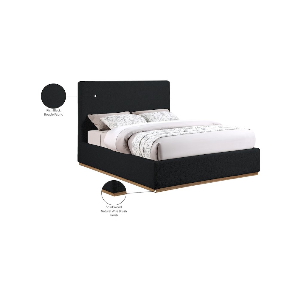 Monaco Black Boucle Fabric King Bed. Picture 9