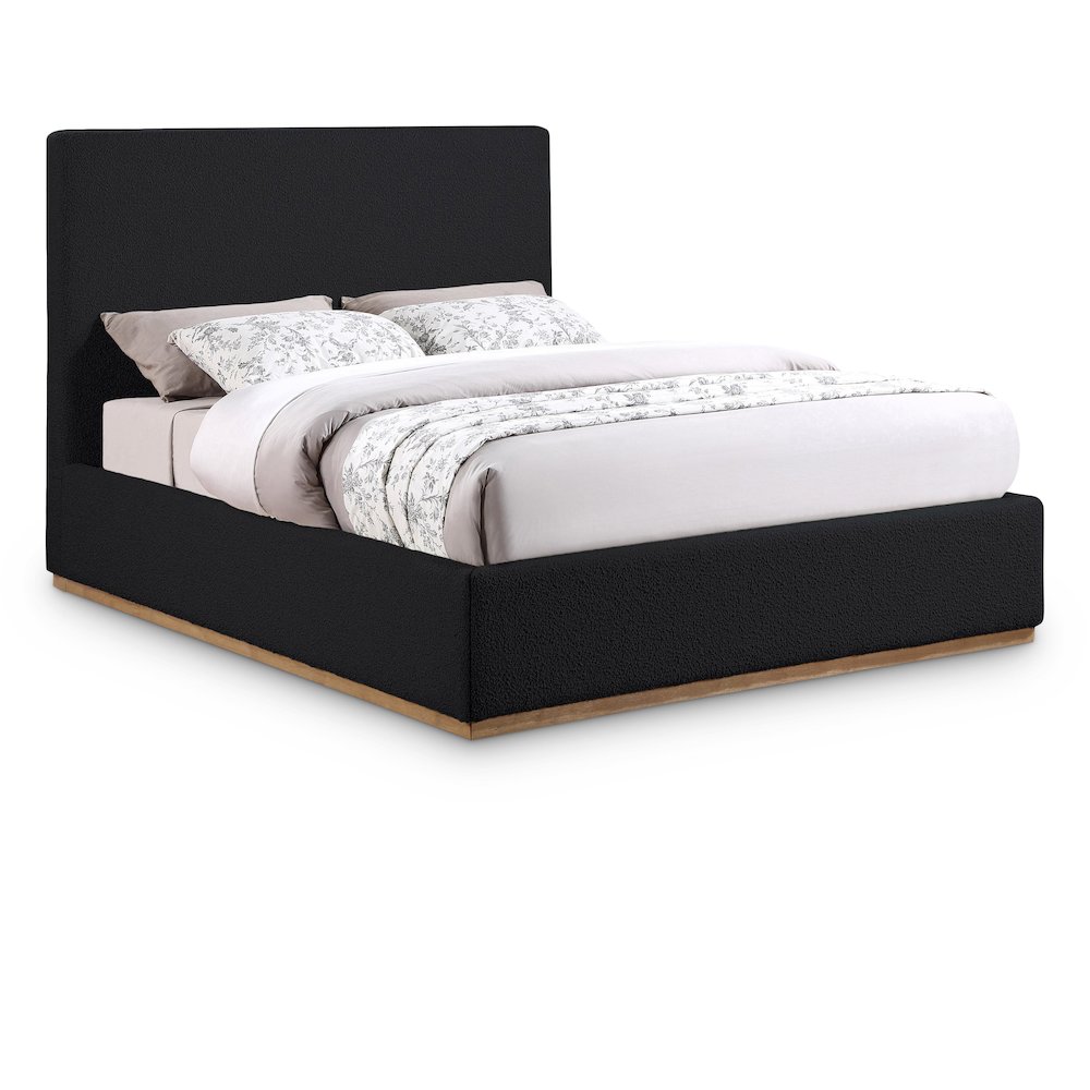 Monaco Black Boucle Fabric King Bed. Picture 1