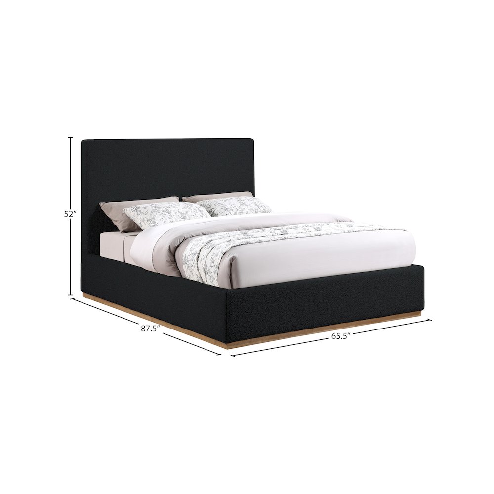 Monaco Black Boucle Fabric Queen Bed. Picture 8