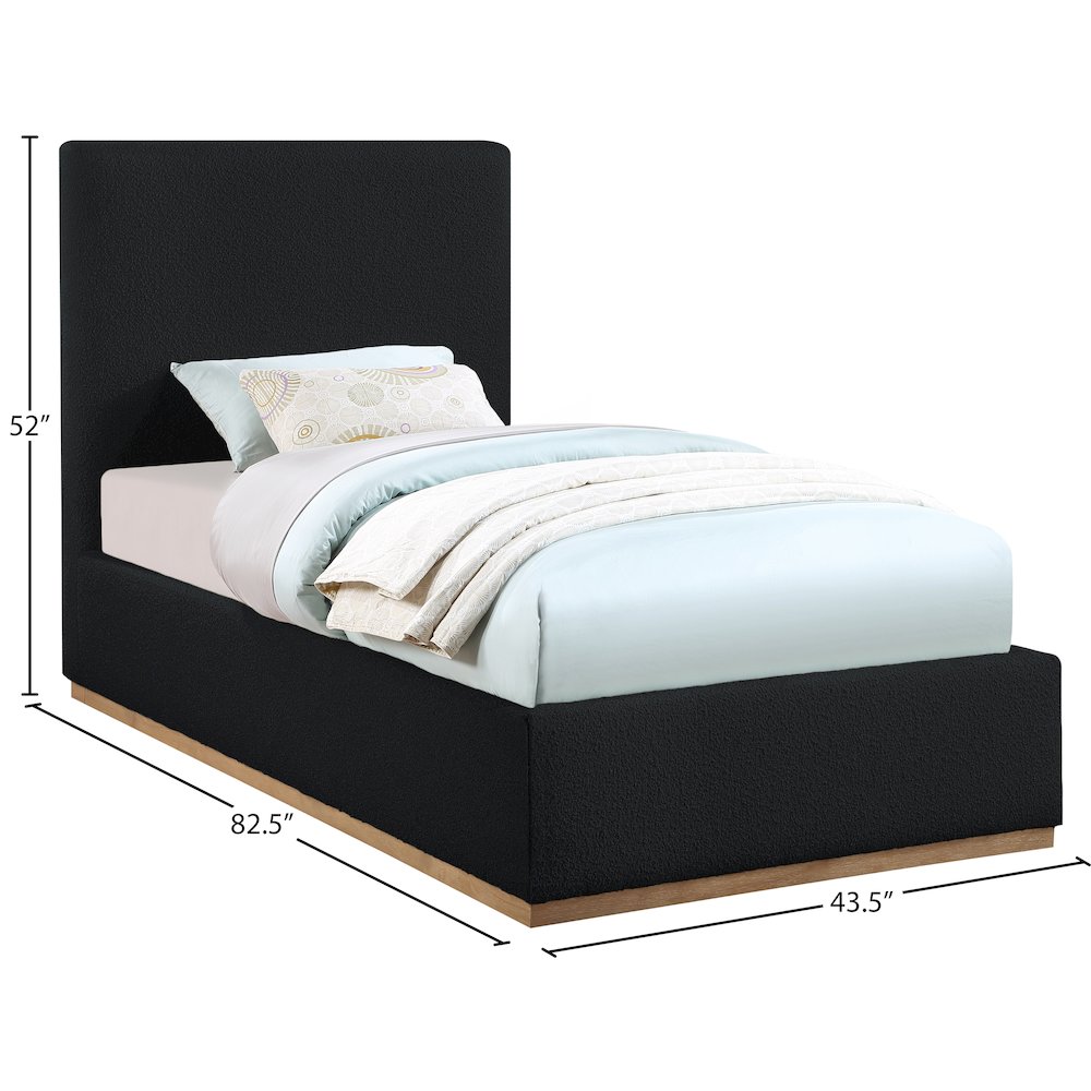 Monaco Black Boucle Fabric Twin Bed. Picture 8